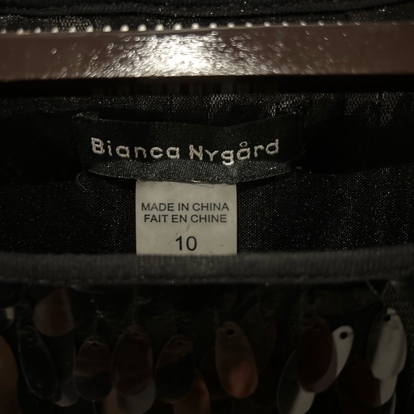 COPY - Bianca Nygard-blk hanging sequin short dress. Size 10. No zipper pull on - Picture 2 of 3